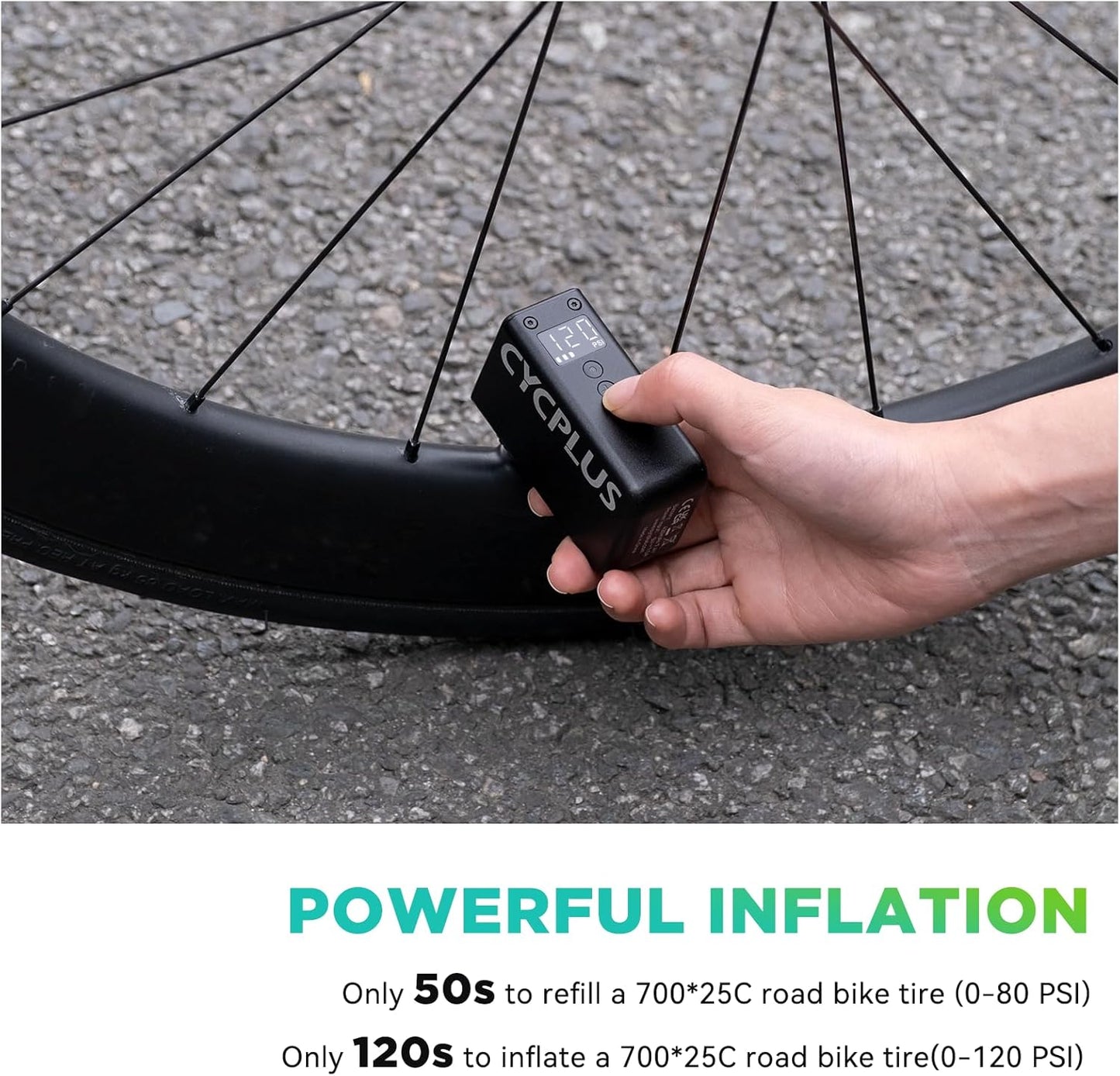 Cycplus AS2 Pro 2025 Electric Mini Bike Pump With Digital Gauge Max 120 PSI