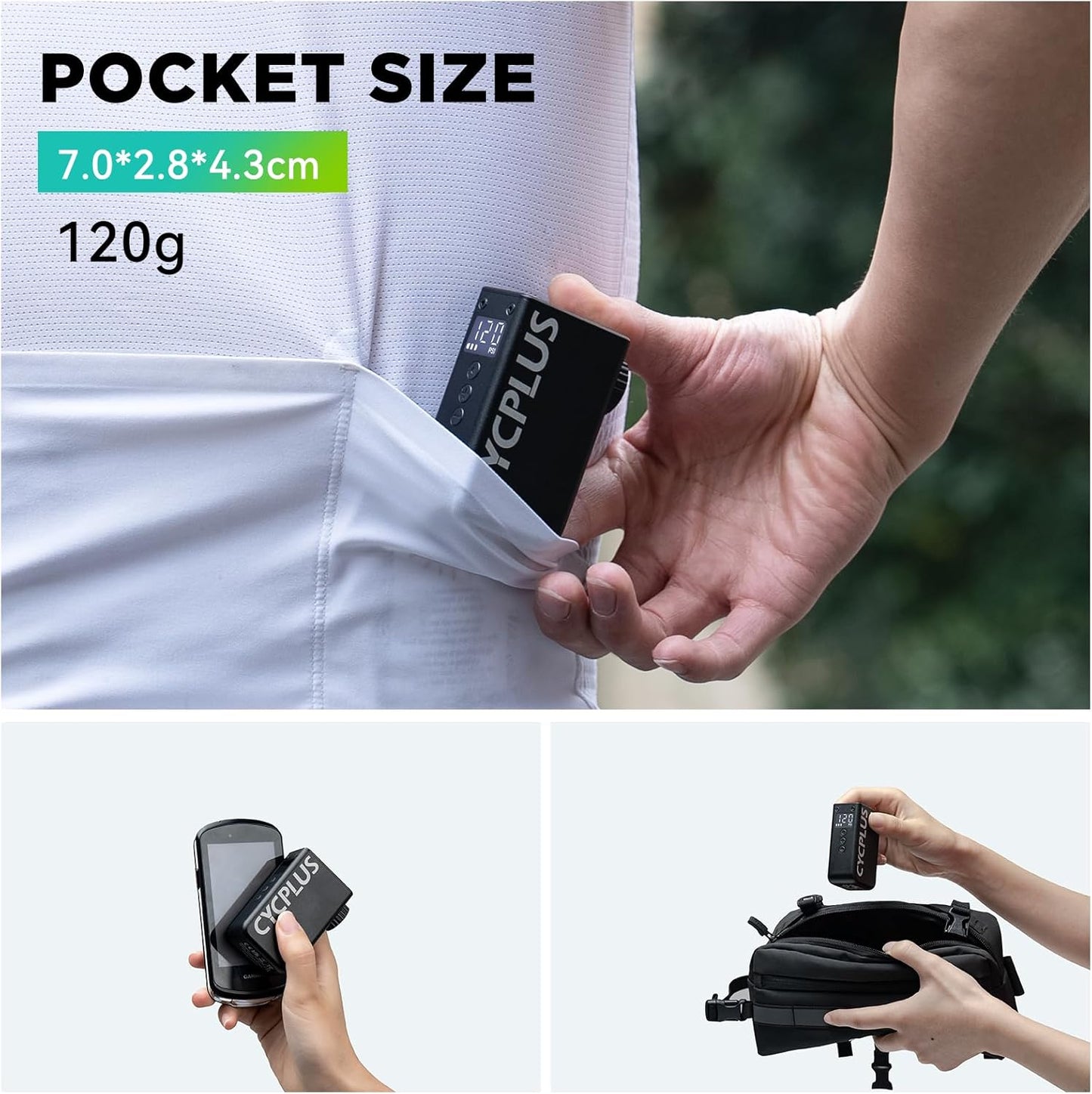 Cycplus AS2 Pro 2025 Electric Mini Bike Pump With Digital Gauge Max 120 PSI